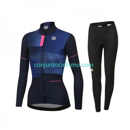 Conjunto Maillot + culotte largo ciclismo Sportful Leaf 2021 N002 Mujer